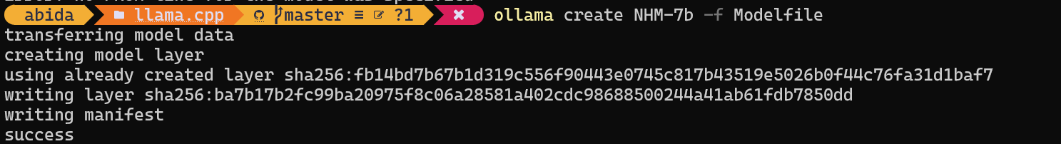 Building a custom GGUF model in Ollama via Modelfile